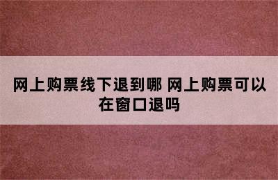 网上购票线下退到哪 网上购票可以在窗口退吗